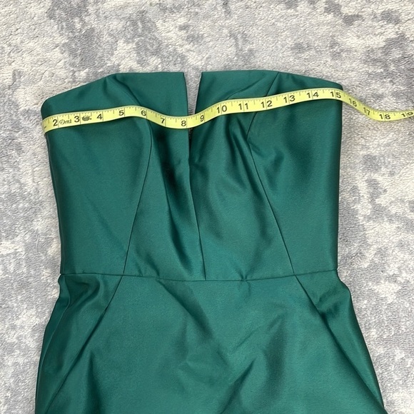 NWT Alfred Sung Strapless Notch Satin Twill Gown Bridesmaid Dress Hunter Green - Picture 7 of 11